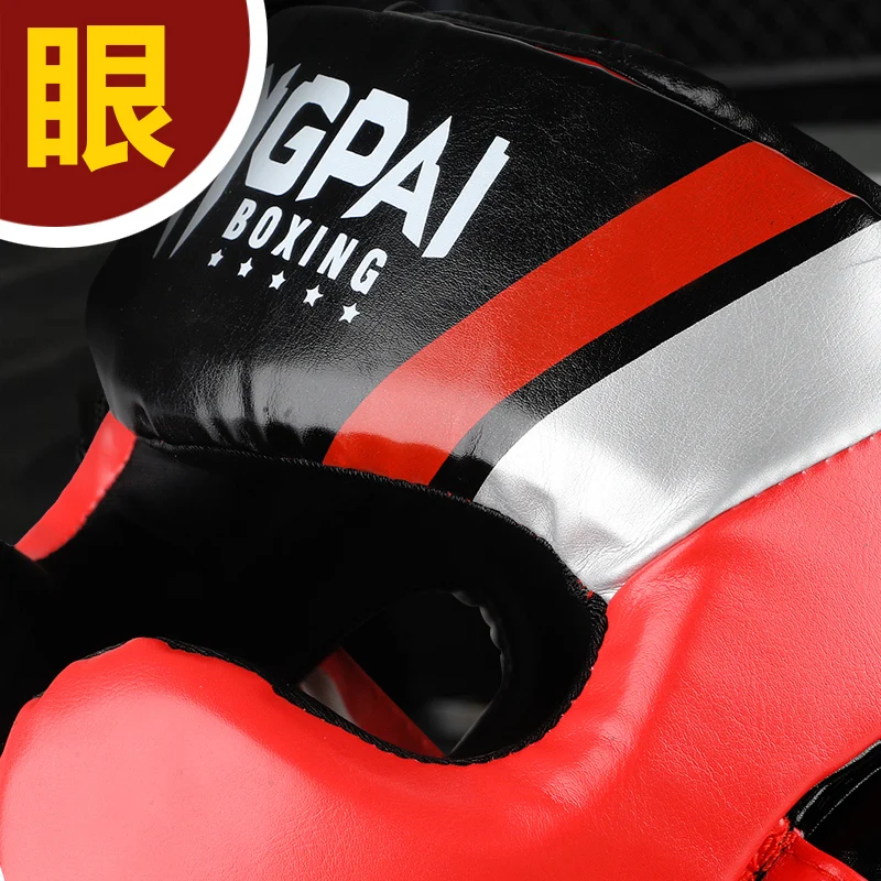 GINGPAI Full-Covered Boxing Helmet Muay Thai Training Sparring Headgear Hand Guard MMA Sanda Fitness Thickened Equipment Safety