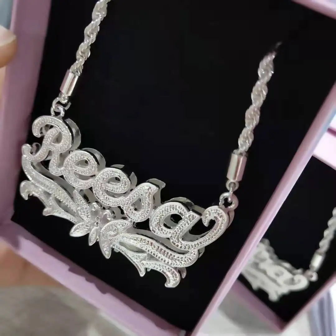 DOREMI Rope Chain 3D Necklace Butterfly Custom Name Necklaces Double Color Name Necklace Name Personalized Plated Nameplate