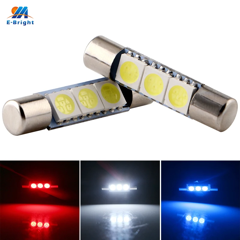 

100 PCS C5W Bulbs T6 28mm 31mm LED License Plate Light Dome Festoon Mirror Vanity Lights for Vehicle Automotive White Blue Red