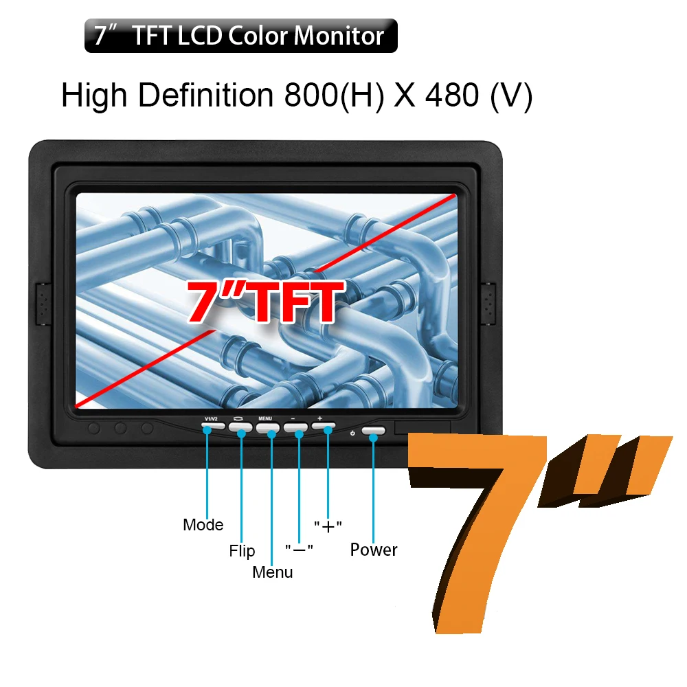 25mm Pipe Inspection Equipment Camera Used For 7inch Color Screen Sewer Pipe Inspection Crawler Camera System 20m Cable With DVR