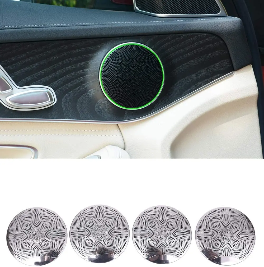 Car Door Stereo Loud Speaker Cover Trim 4pcs For Mercedes-Benz C-Class W205 GLC200 W213 2015 2016