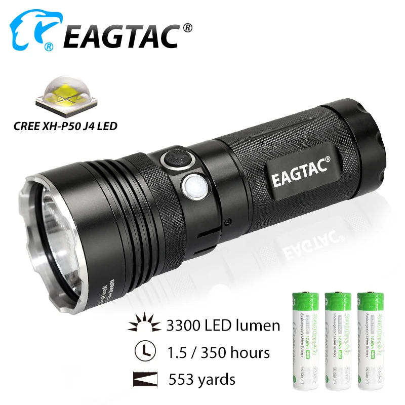 

EAGTAC MX30L3 комплект светодиодный фонарик с двойным переключателем 3300 люмен с батареей 3*18650 3400 мАч многорежимный защитный поиск