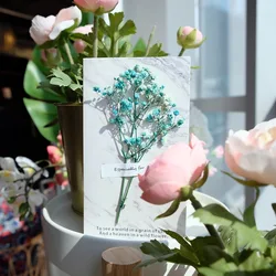 8 Colors Creative Dried Flowers + Paper Card Folding Greeting Card Christmas Birthday Party Wedding Invitation Envelope