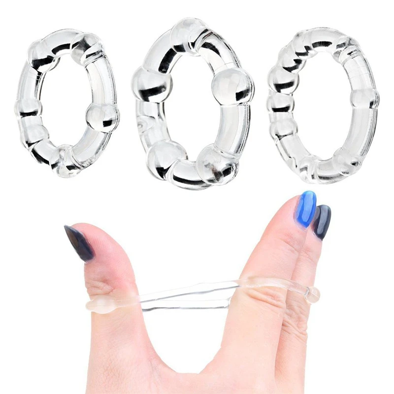 3Pcs Silicone Beaded Penis Rings Delaying Ejaculation Cock Rings Lock Ejaculation Constriction Donuts Sex Rings For Man Adults