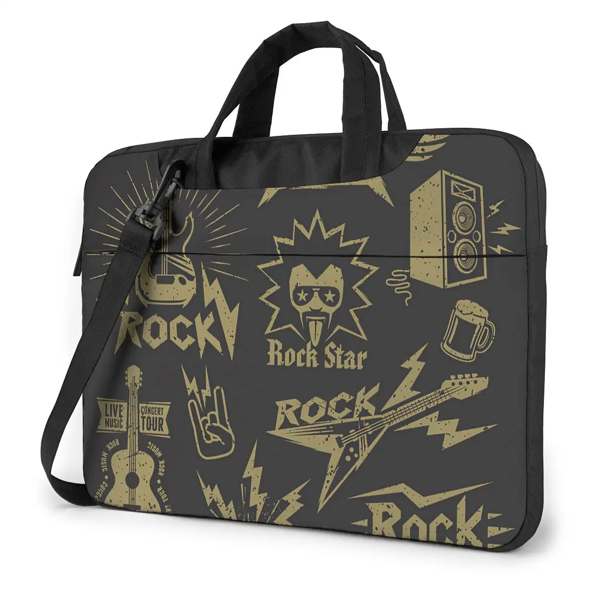 Rock Music And Guitars Seamless Pattern Laptop Bag Case Protective Vintage Computer Bag Bicycle Crossbody Laptop Pouch