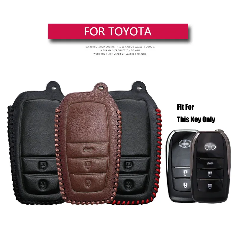 

Leather Car Key Cover Case For Toyota CROWN Camry COROLLA Prado RAV4 Land Cruiser Highlander Reiz Hilux Fortuner Vitz Prius 2016