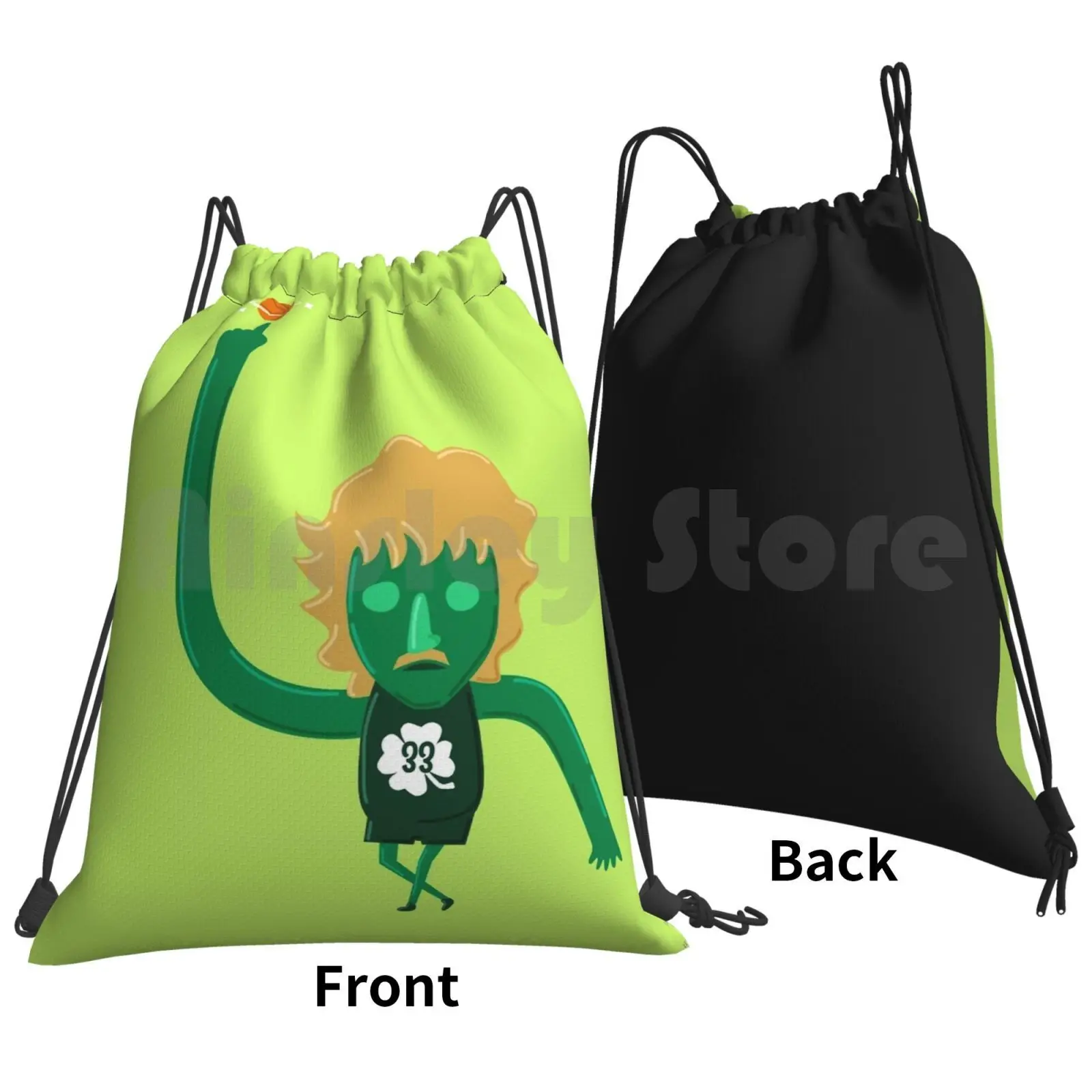 Larry Flippin' Bird Backpack Drawstring Bag Riding Climbing Gym Bag Larry Bird Larry Bird Boston Green Ball Hoops Shooter