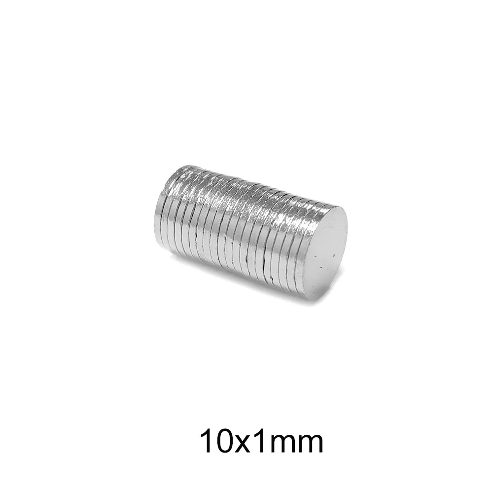 20/50/100/200/500PCS 10x1 Round Strong Magnet 10mm X 1mm Neodymium Permanent Search Magnet Disc 10x1mm Powerful Magnetic 10*1 mm