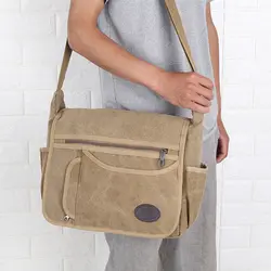 Bolsa transversal de lona leve masculina, bolsa nova à prova d'água cor sólida para viagens curtas, negócios, grande capacidade