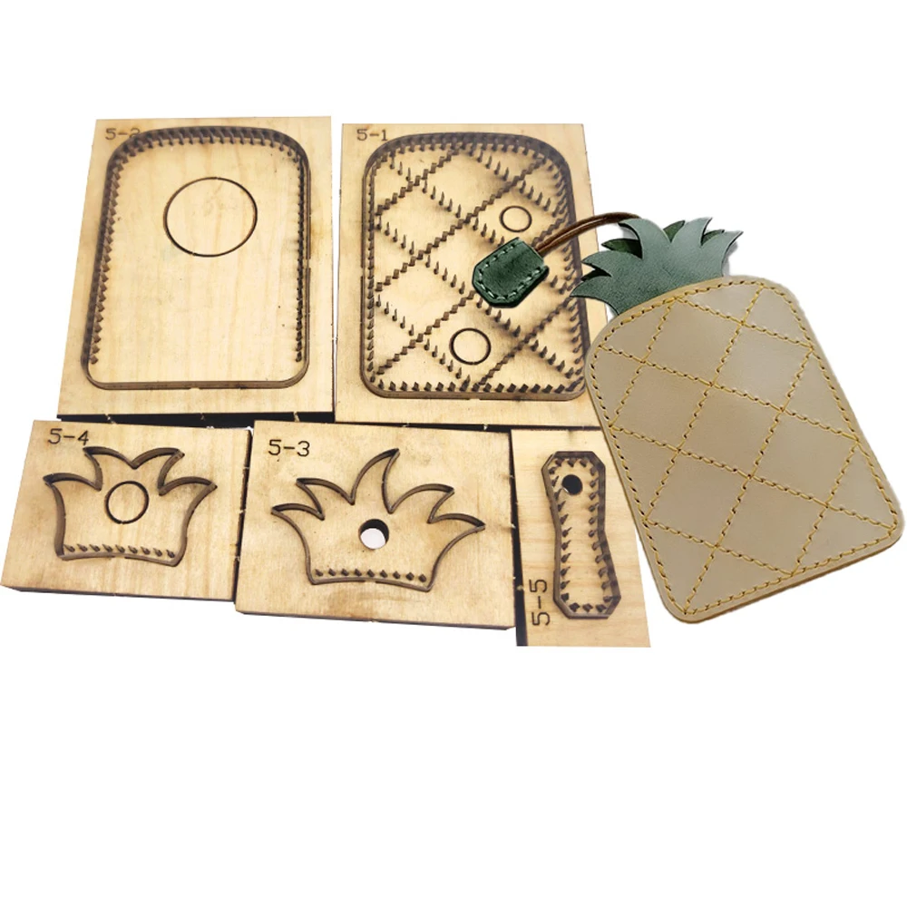 

DIY leather craft pineapple design key bag die cutting knife mold metal hollowed punch tool set 14x8cm