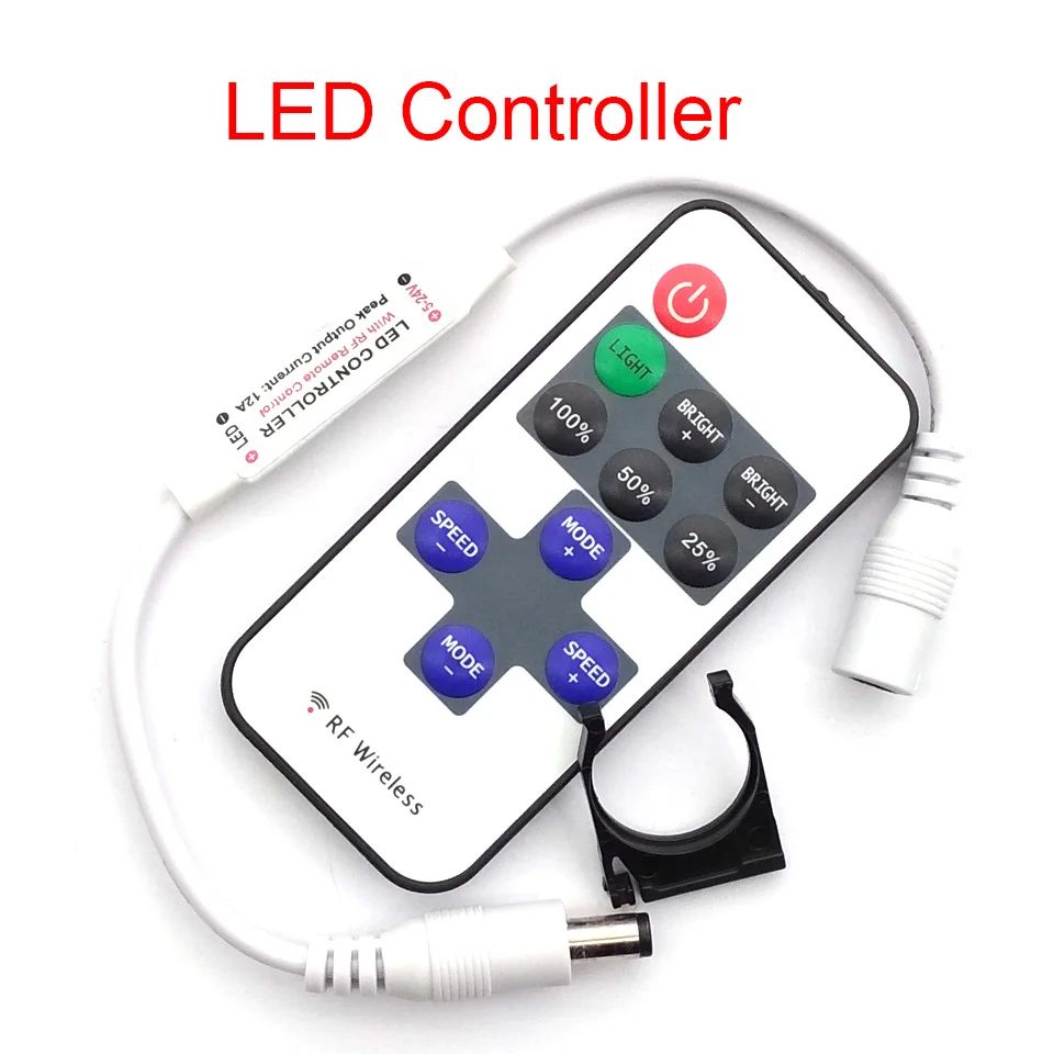 11 Keys LED Strip Controller Mini Dimmer RF Remote DC 5-24V Controller For LED 5050/2835 Strip Single Color