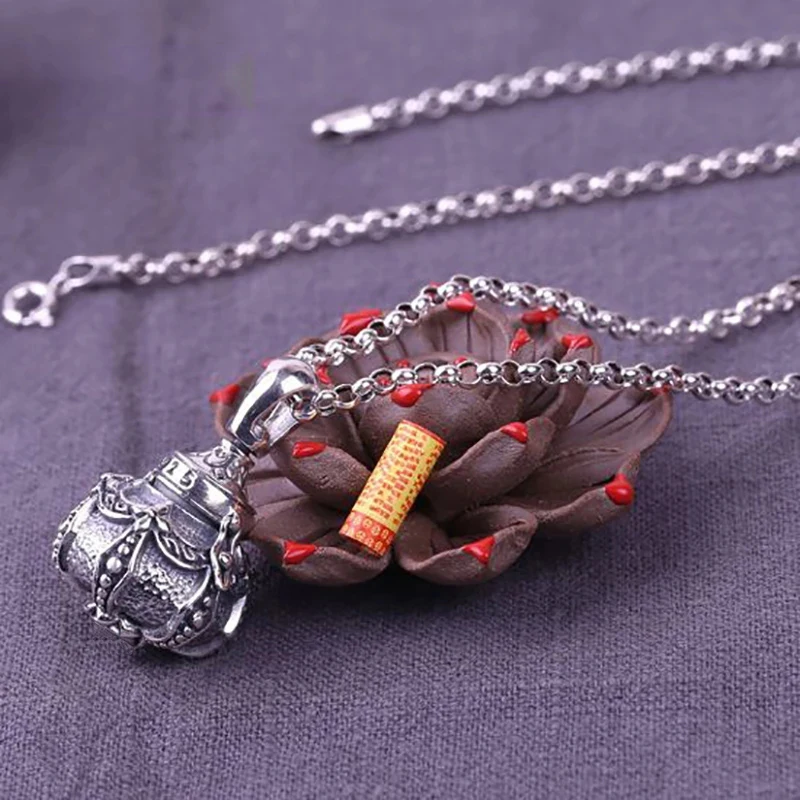 Retro Taishang Laojun Alchemy Furnace Openable Pendant Ga Cang Bottle Necklace Trendy Jewelry for Men and Women