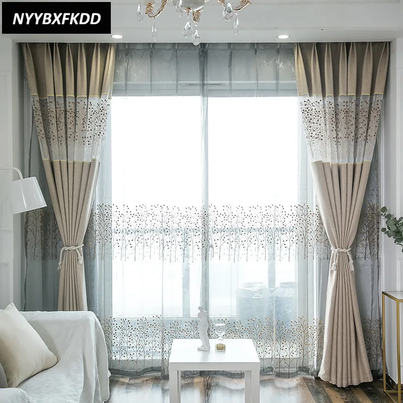 

Modern Minimalist Stitching Thickening Blackout Curtain Fabric Used for Living Room Bedroom Curtains Window Screen Tulle Curtain