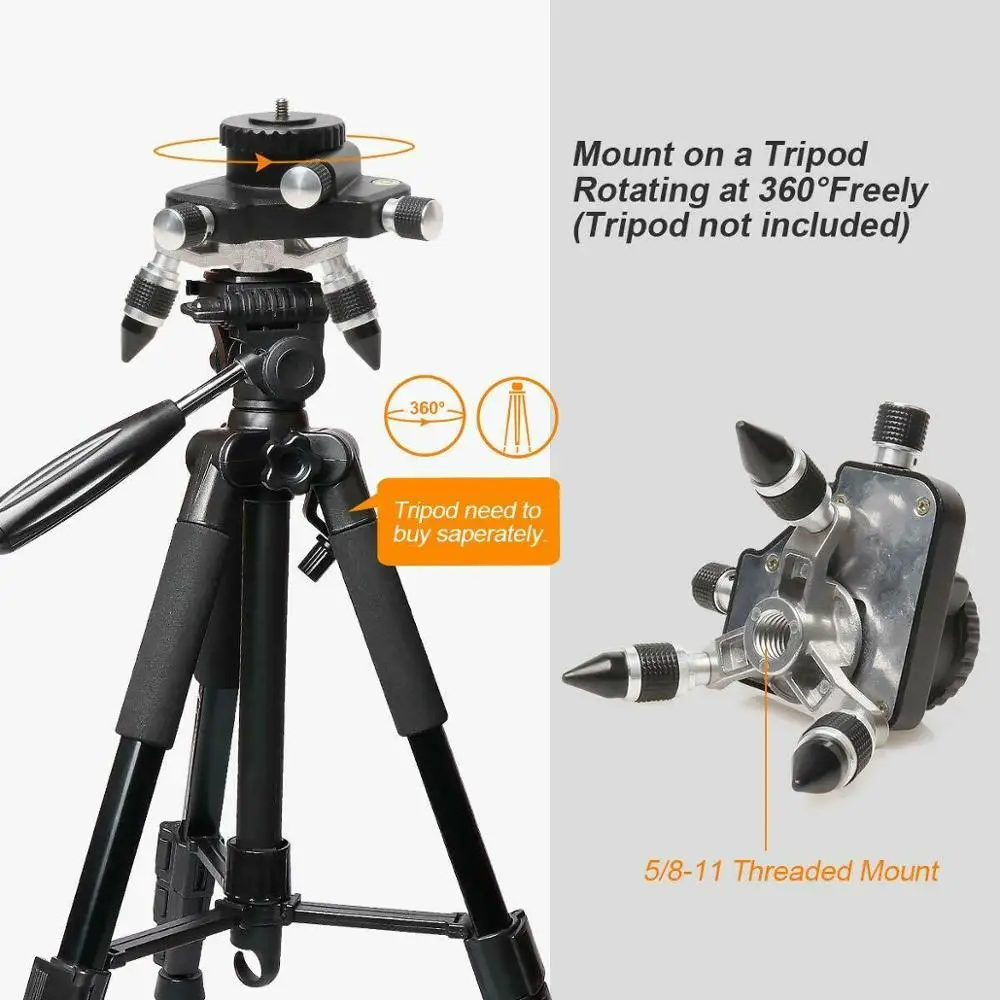 Huepar Laser Level Adapter Instrument 360 Degree Rotating Micro-Adjustment for Moving Rotating Base Applicable Level Tripod