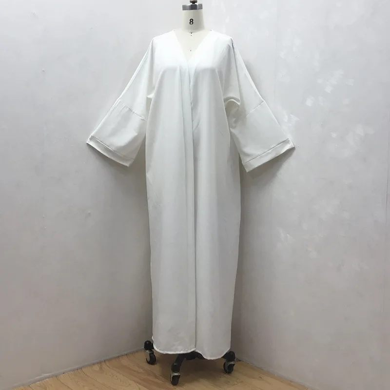 Abito moda musulmana Abaya turchia donna Dubai Cardigan allentato abito tinta unita abiti modesti abbigliamento per la casa abbigliamento islamico Casual