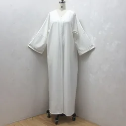 Moslim Mode Jurk Abaya Kalkoen Vrouwen Dubai Vest Losse Effen Kleur Gewaad Bescheiden Kleding Homewear Casual Islamitische Kleding