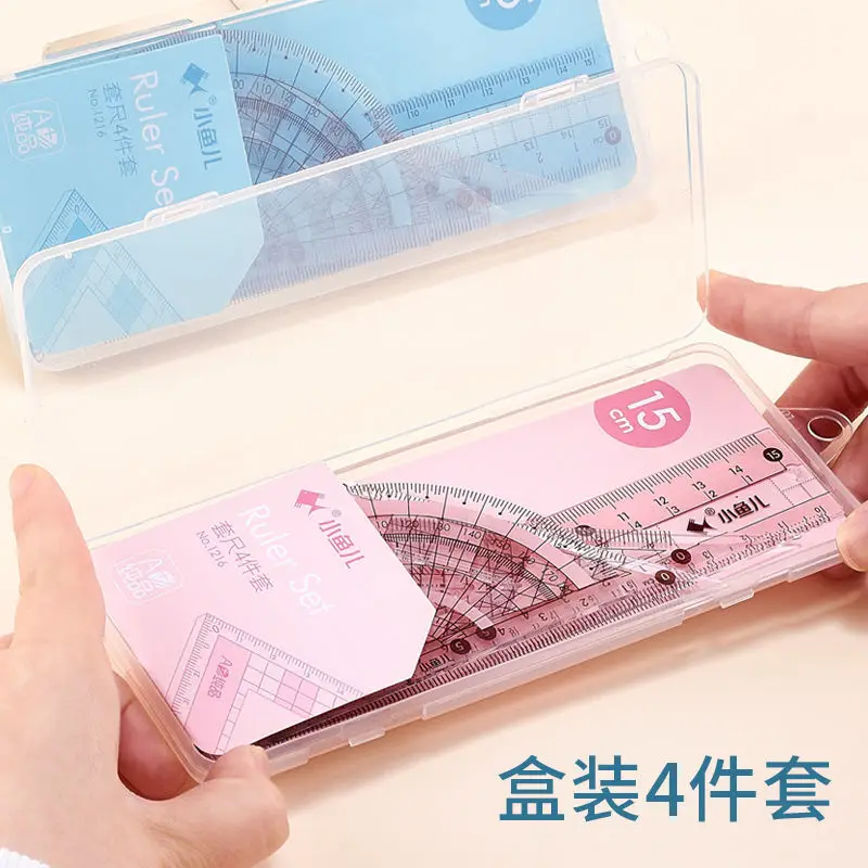 4 Pcs/set Protractor Drawing Triangle Compasses Set Math Ruler for Students School Supplies