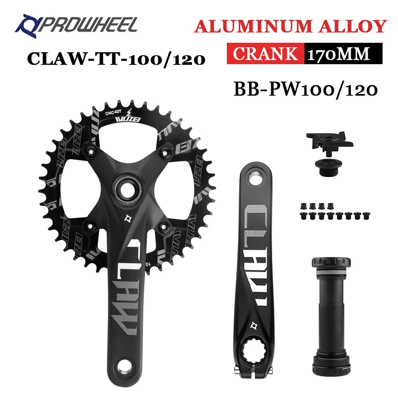 Prowheel Snow Bike Crank sprocket 170mm BB100/120mm Fat Bicycle Crankset 32T/34T/36T/38T/40T/42T 104BCD Narrow Wide Chainring