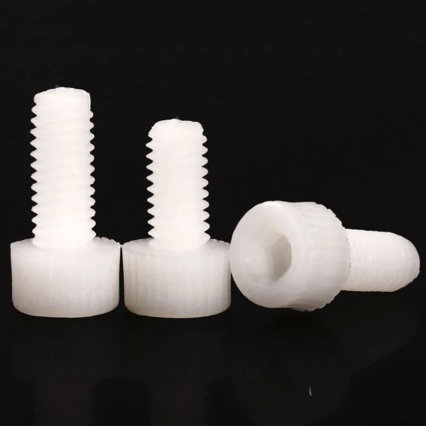 Hex Socket Head Cap Screw White Nylon M3 M4 M5 M6 M8 Plastic Hexagon Screws Bolts Length 5 6 8 10 12 16 20 25 30 35 40 50 60mm