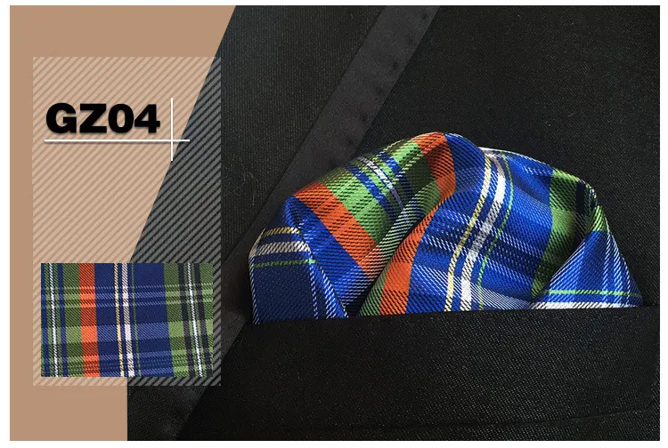 GUSLESON NEW Men\'s Colorful  Plaid Handkerchiefs Casual Wedding Hankies Business Casual Square Pockets