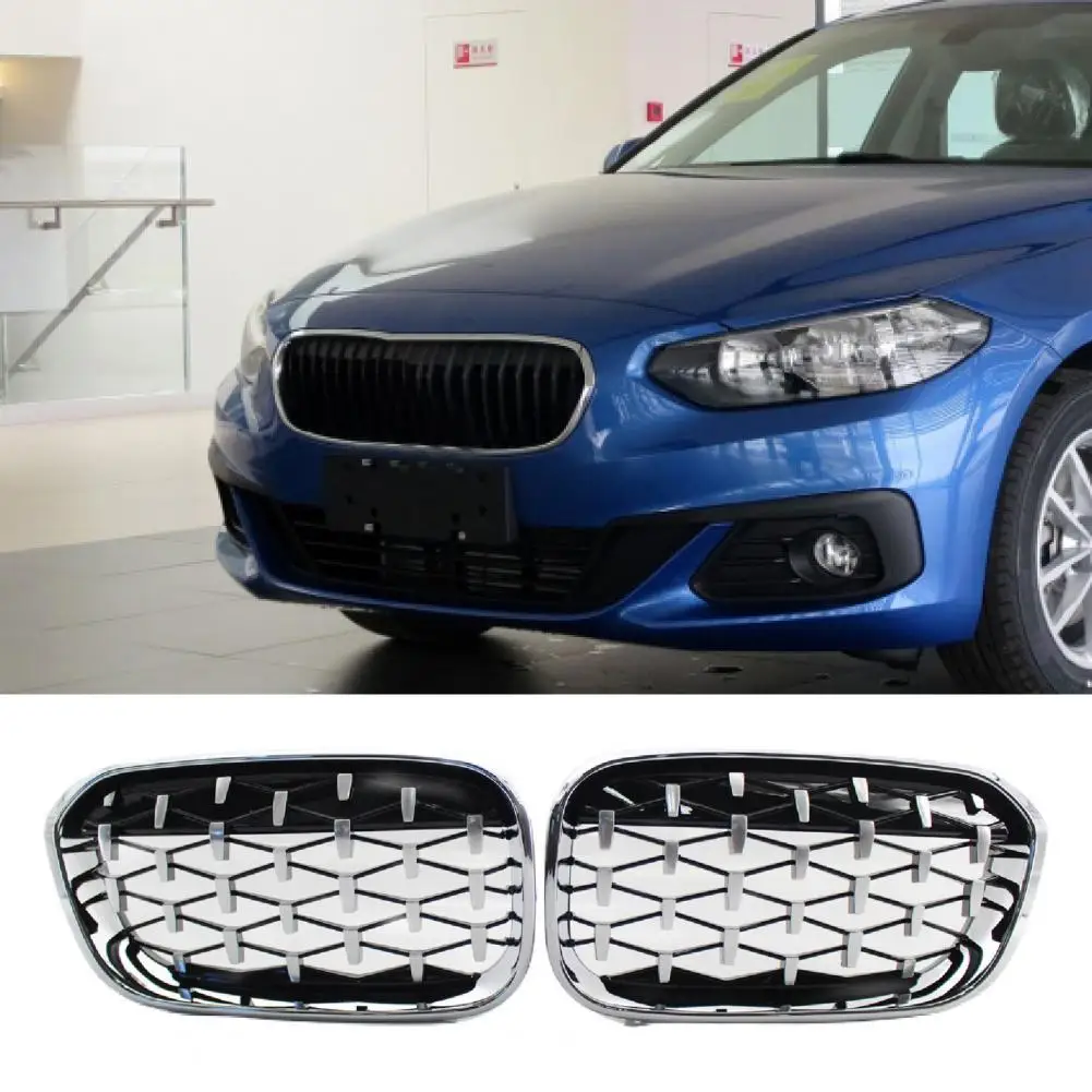 2Pcs Center Grille Anti-scratch Replacement Electroplating Front Kidney Grill 51137371685 51137371686 for BMW 1 Series F20 15-17