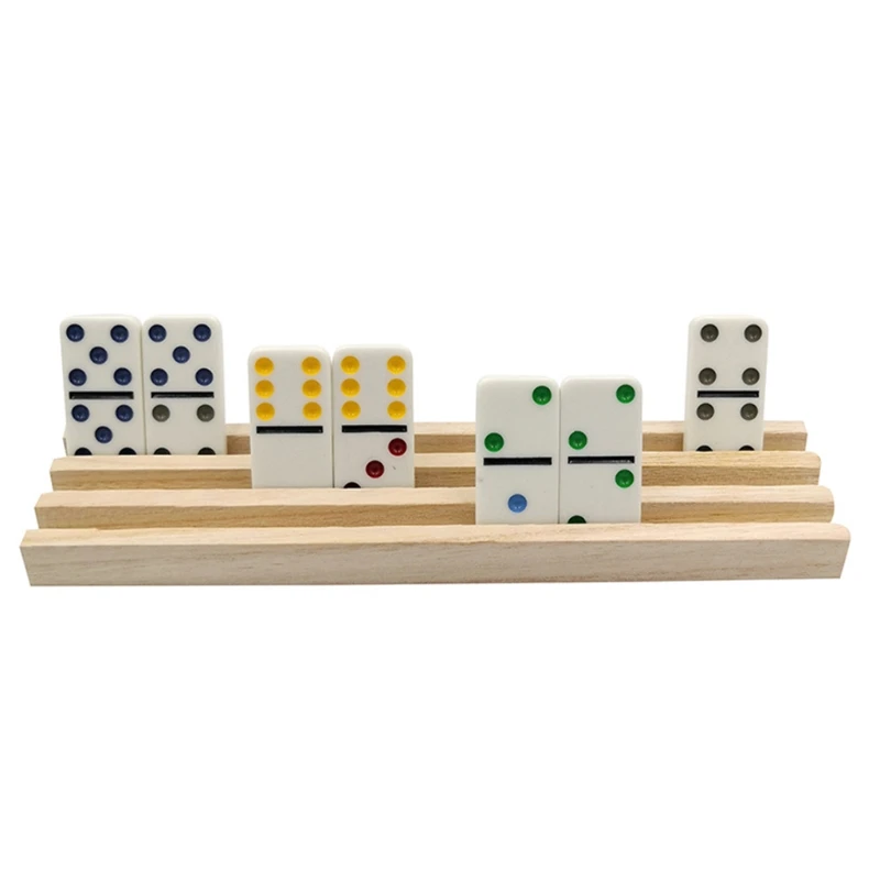 4Pcs/Set Wooden Domino Racks Domino Trays Holders Display Stand Wood Storage Organizer Rack for Board Game