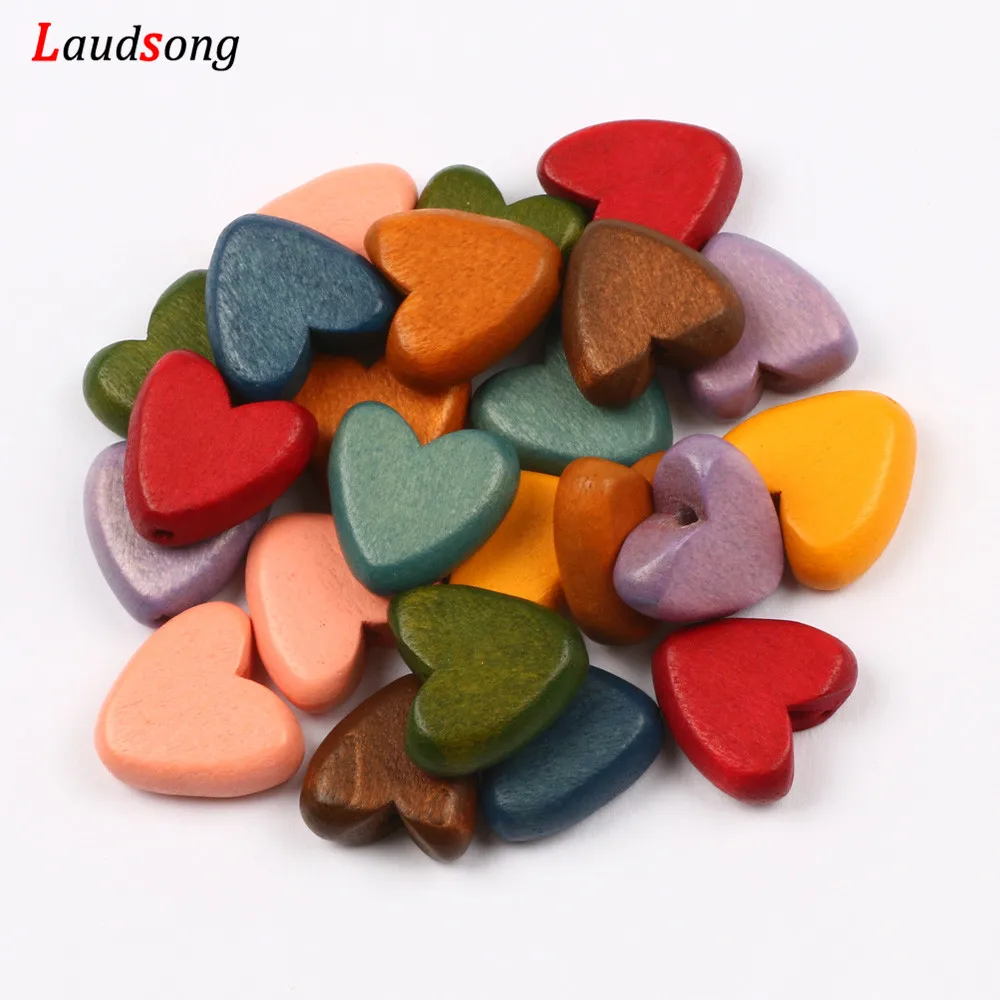 10Pcs Natural Color Wooden Beads 15mm Heart Shape Wood Loose Beads For Jewelry Making Kids Pacifier Clip DIY Accessories