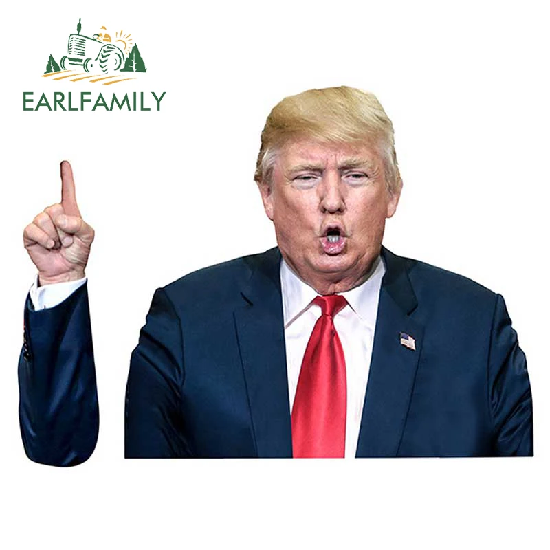 EARLFAMILY 20cm for Trump Wiper Funny Car Stickers Caravan Decal Vinyl Car Accessoires Waterproof Sunscreen Scratch-Proof Decor