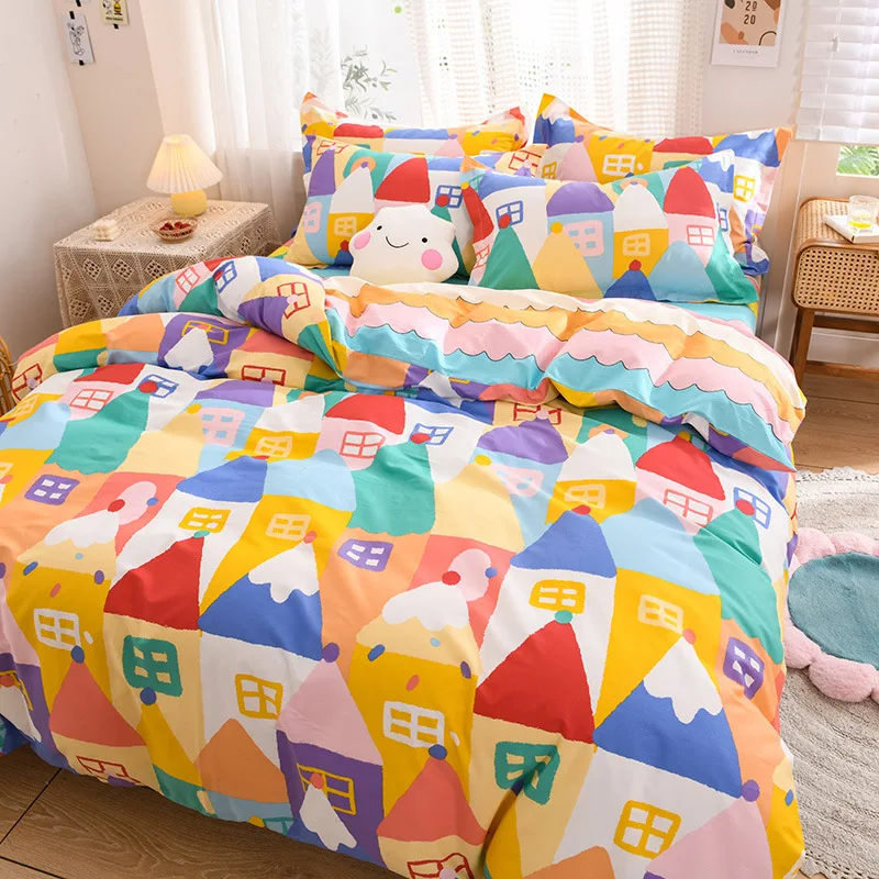 Luxury Bedding  Set For Home Bedding Sets Cute Sheet Cartoon Bed Qulit Linens Duvet Set Bed  Cover Flat Sheet King Size