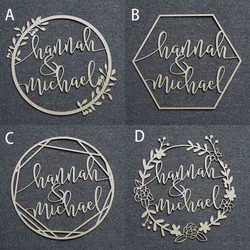 Personalized Bride and Groom Name Wedding Photo Props Wooden Wedding Decoration Centerpieces Wreath Circle Signs