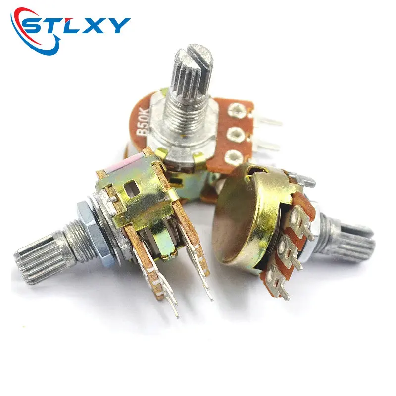 5PCS WH148 Potentiometer with switch 3/6Pin 15MM/20MM Shaft Amplifier Dual Stereo Potentiometer 1K 2K 5K 10K 50K 100K 500K