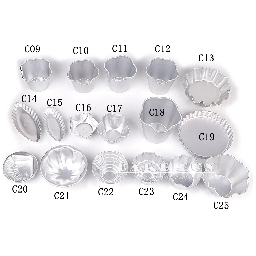 10pcs/lot Fruit Jelly Pudding Cup Mold Aluminium Petal Five-Star Molds Plum Chrysanthemum Shell Flower Cake Mould DIY Bakery