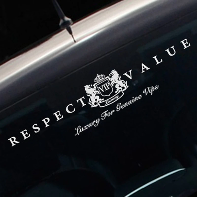 Noizzy Respect Value Genuine VIP Luxury Car Sticker Auto Front Windshield Decal Vinyl Reflective Automobile Tuning  Styling