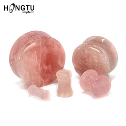 1Pair Pink Spar Ear Plugs Gauges Earrings Women Men Ear Plug Flesh Tunnel Piercing Expander Ear Stretcher Body Piercing Jewelry