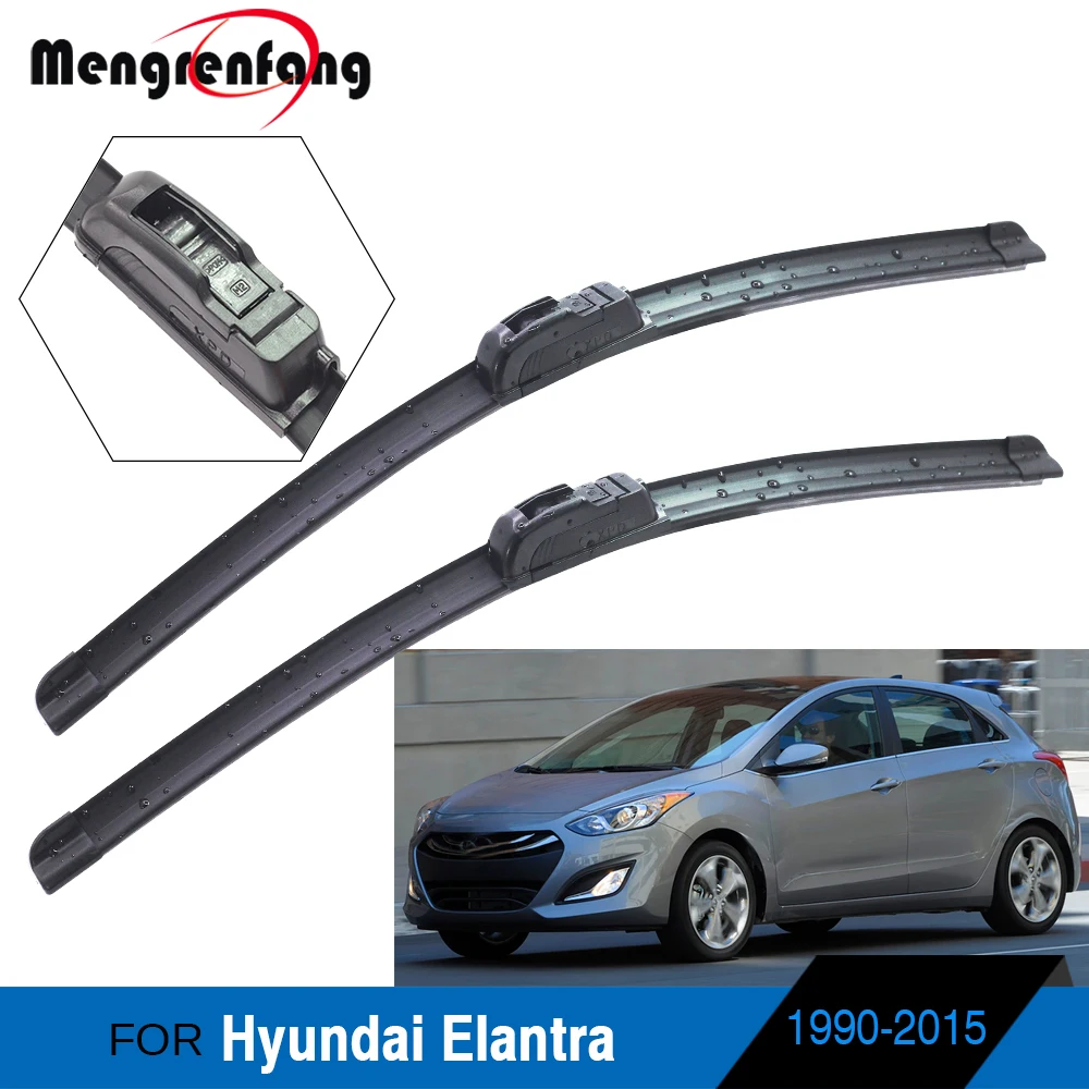 

For Hyundai Elantra Car Styling Front Windscreen Wiper Blades Frameless Soft Rubber Wiper Blade J Hook Arms 1990-2015