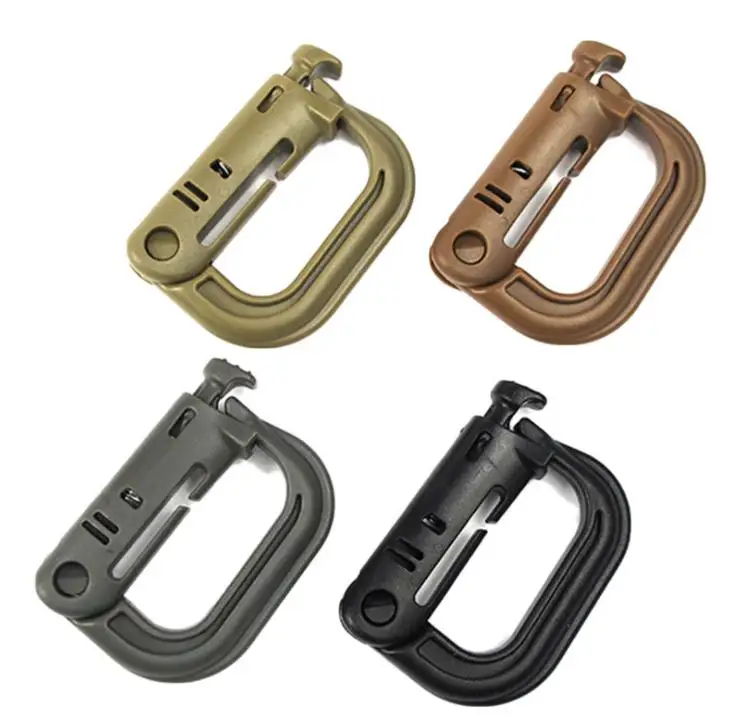 

1000 pcs new Grimloc Molle Carabiner D Locking Ring Mount D-Ring Plastic Clip Snap Hook Black Buckle SN3951