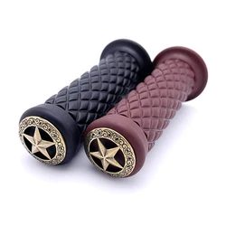 Brass Vintage Rubber Grips Handle For Harley Davidson 883 CG125 CB400 Motorcycles Universal 2.1cm/2.4cm Inner Diameter