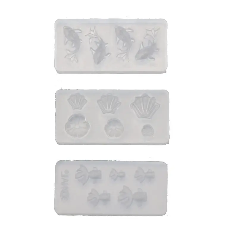 3Pc Mini Size Goldfish Lotus Leaf Earrrings Water Dag DIY Resin Jewelry Mold Kit