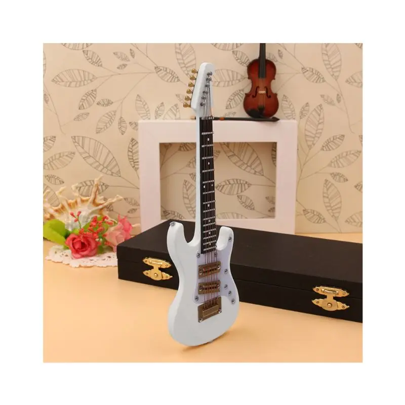 10cm Miniature Electric Guitar Replica with Box Stand Musical Instrument Model XXUF