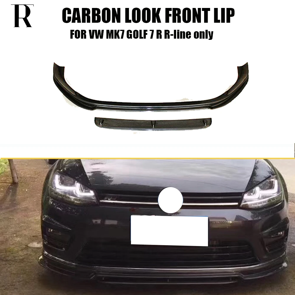 ABS Carbon Look Front Bumper Chin Lip for VW MK7 Golf 7 R & R-line 2014 - 2017