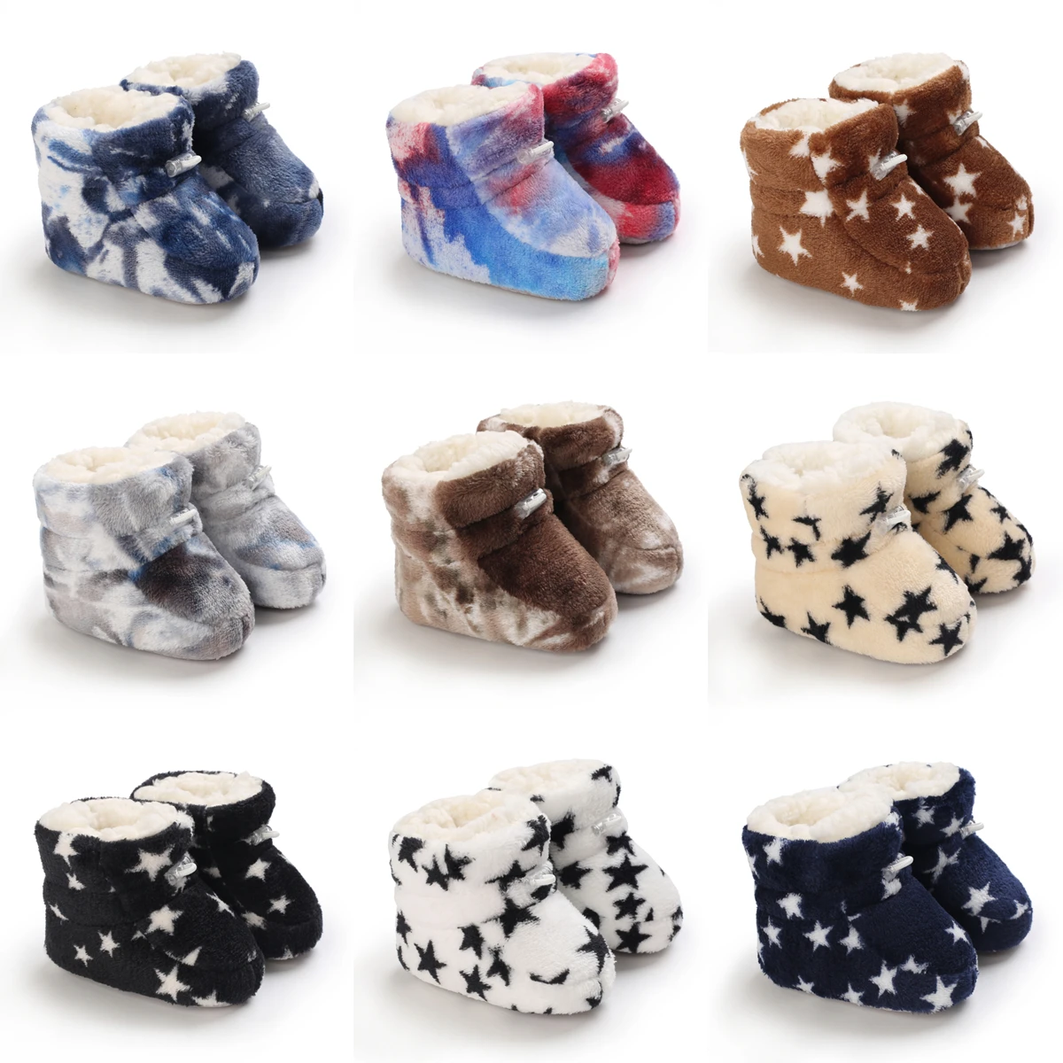 Baby Winter Cute Shoes for Girls Walk Boots for Boys Star Ankle Kids Shoes Toddlers Comfort Soft Newborns Warm Booties