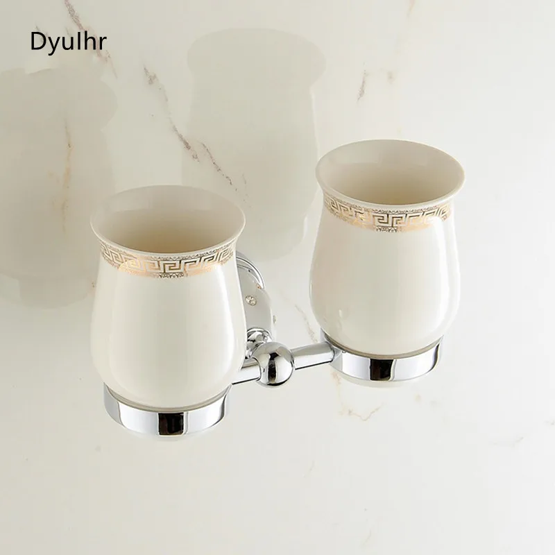 Imagem -02 - Suportes de Copo Bronze Conjuntos de Ferragens Banho Vidro Polido Porcelana Acessórios do Banheiro Fixado na Parede do Banheiro Produtos Dyuihr