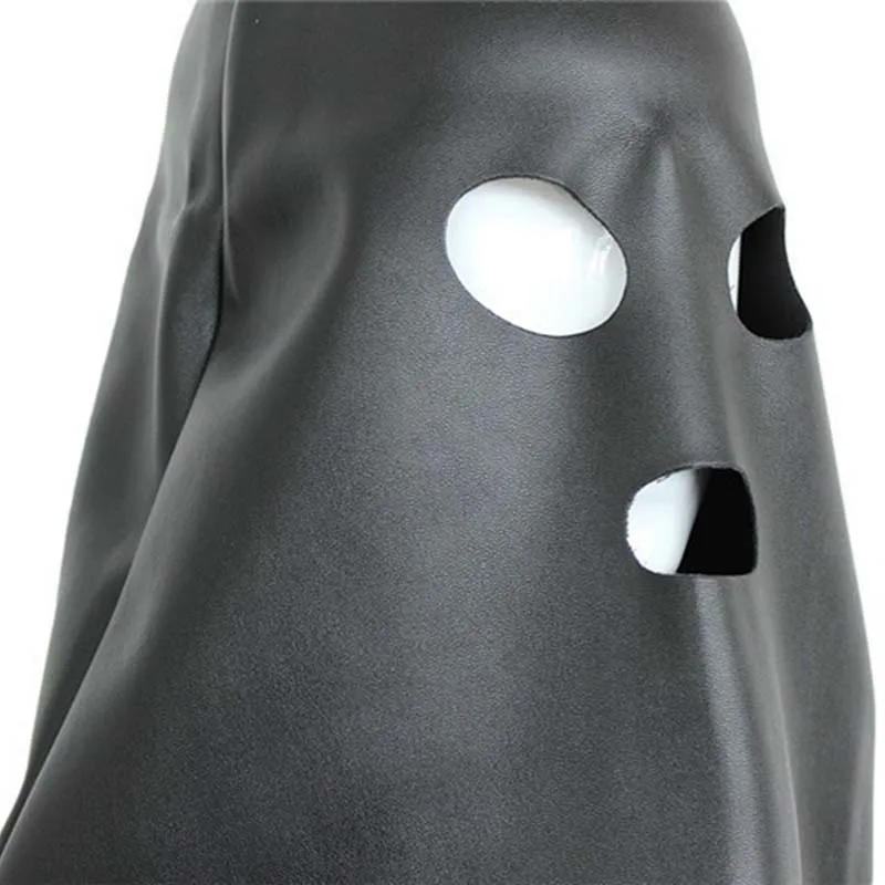 Black Faux Leather Coned Hood With Open Eyes and Mouth Kinky Demon Role Play Fetish Gimp Costume