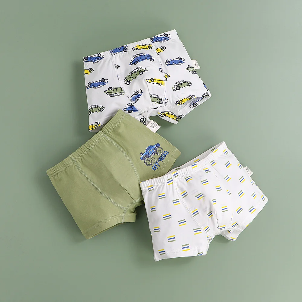Sale New High Quality Boys Boxer Shorts Panties Kids Children Dinosaur Car Underwear 2-10 Years Old 3 Pcs Students