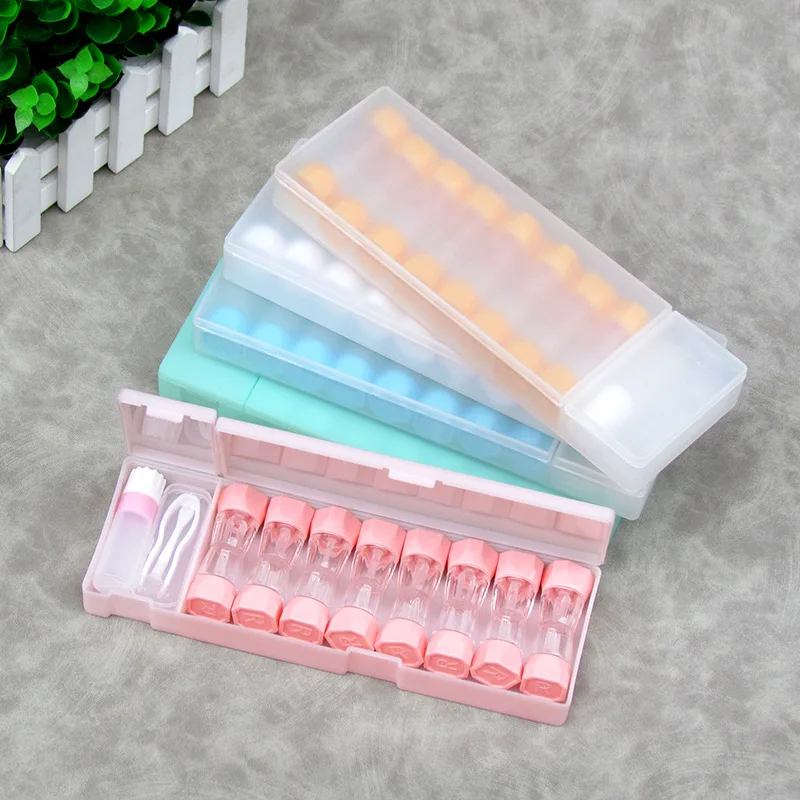 8pairs Contact Lens Box Holder Travel Portable Small Cute Clear Eyewear Bag Container Contact Lenses Soak Storage Case