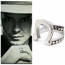 Jiustified Horseshoe 316L Stainless Steel Ring Marshal Raylan TV Props Cool design Mens horse Ring