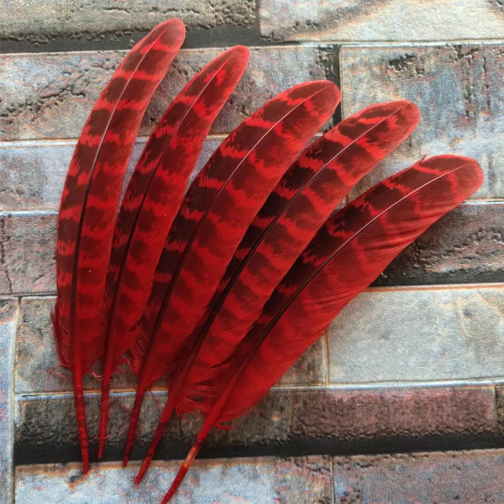 Wholesale 10Pcs Beautiful Red 10-15cm/4-6inches Natural Pheasant Feathers DIY Jewelry Christmas Holiday Decoration