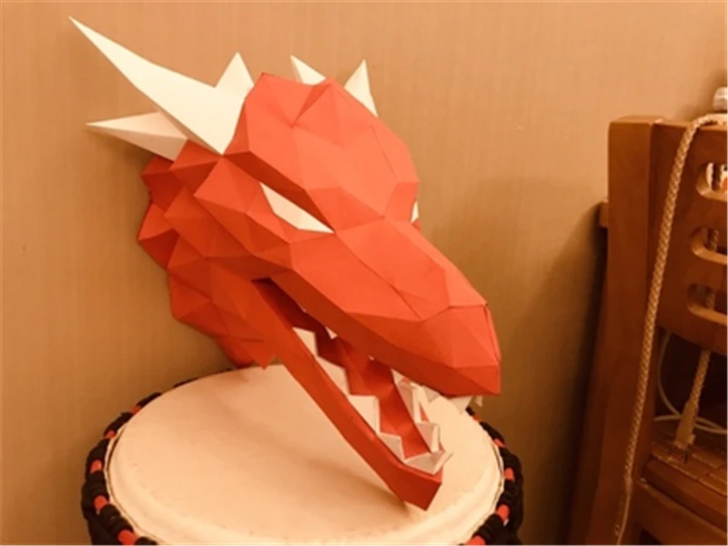 3D Paper Red Dragon Puzzles, Jogo de Poder, Mãe, Cabeça Modelos, Presente Adulto, Crianças, Decorações de Parede, Decoração de Casa, Brinquedos DIY, Arte