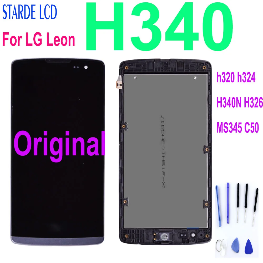 Original For LG Leon H340 h320 h324 H340N H326 MS345 C50 LCD Display Touch Screen Digitizer Assembly with frame