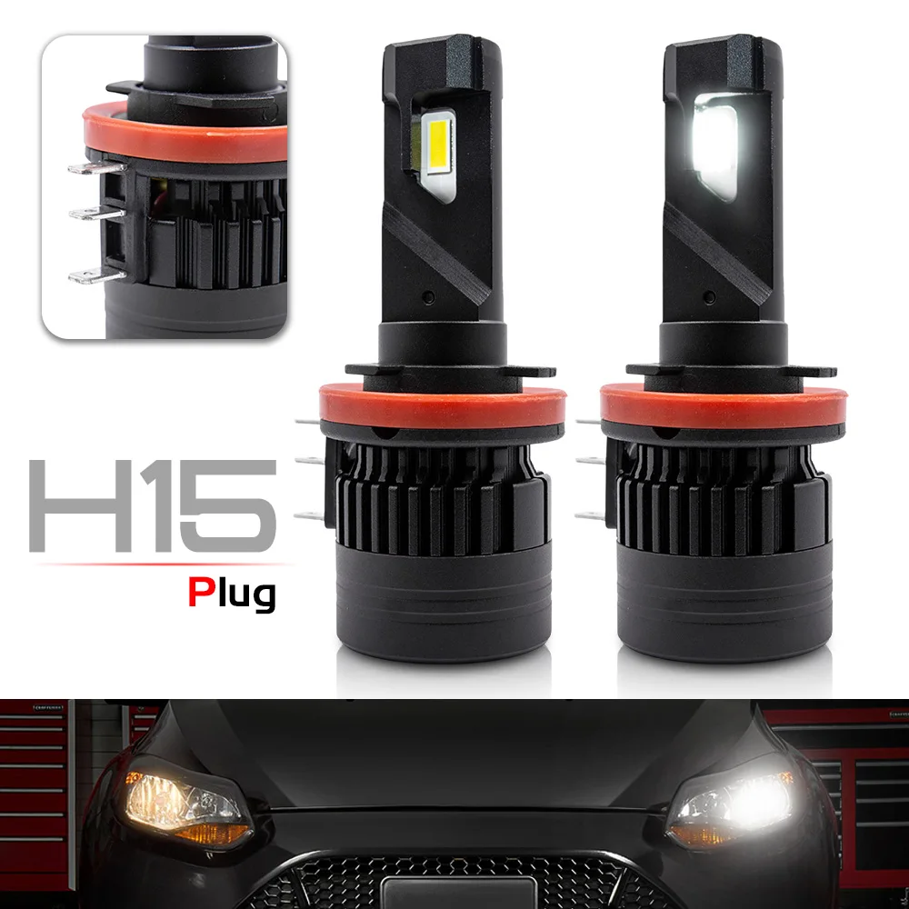 2x H15 White Canbus No Error LED DRL Daytime Running Light For VW Golf MK6 MK7 Toureg Touran MK1 MK2 Transporter Multivan MK5